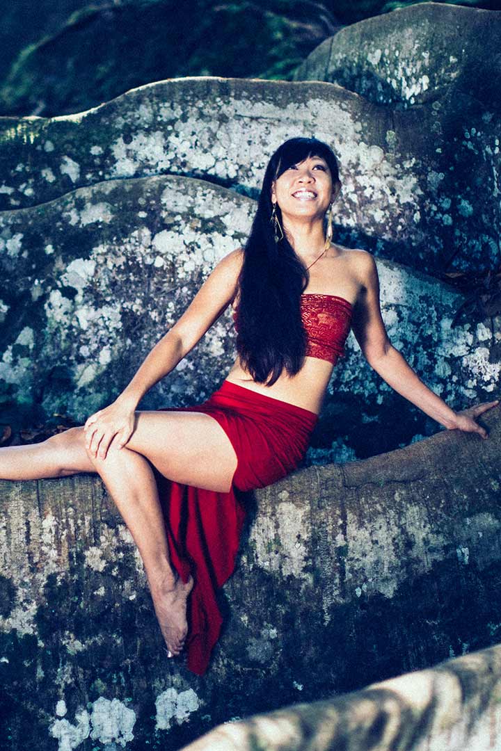 Boho Bandeau with Gold Print - Rubi Red