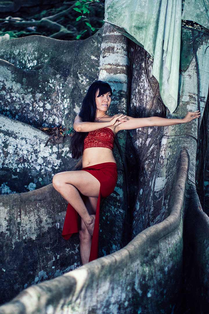 Boho Bandeau with Gold Print - Rubi Red