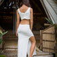 Boho Muse Long Dress w/ Slits - Orchid White