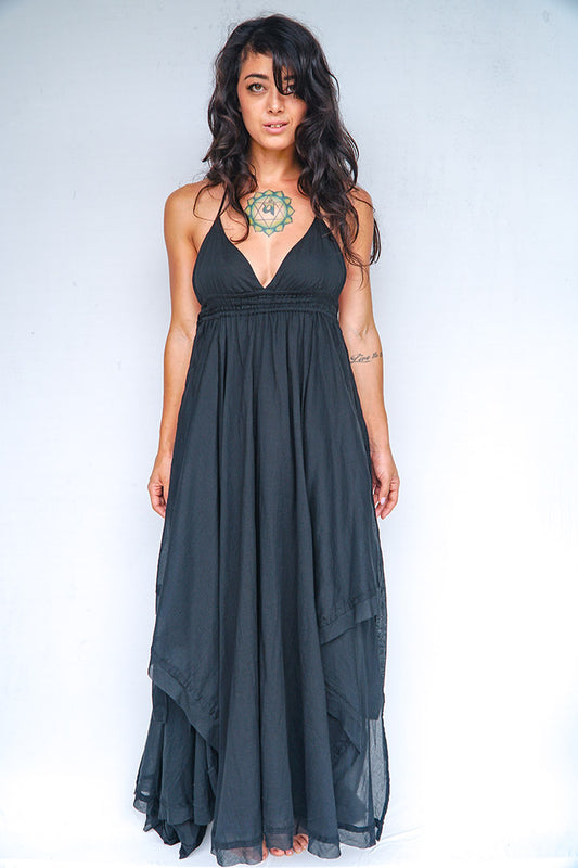 Desert Muse Linen Dress - Deep Black