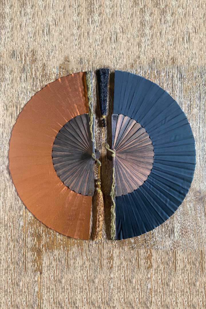 Ebony wood Black Dragon Silk Fan