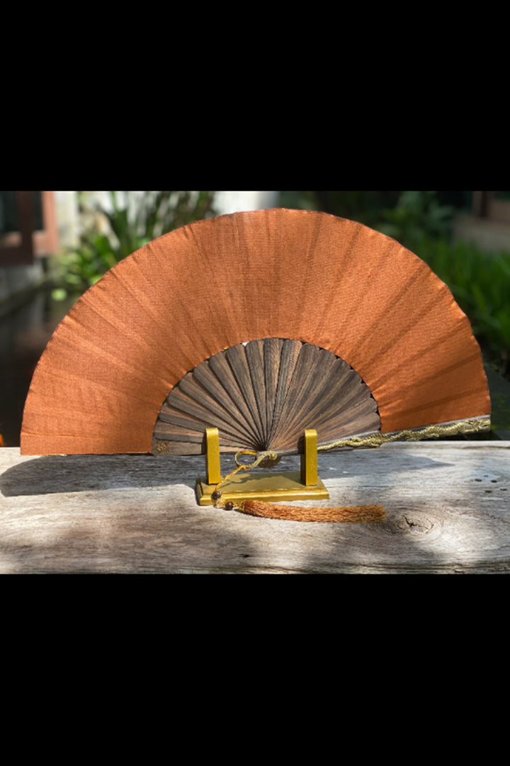 Ebony wood Golden Dragon Silk Fan