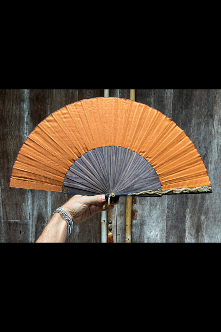 Ebony wood Golden Dragon Silk Fan