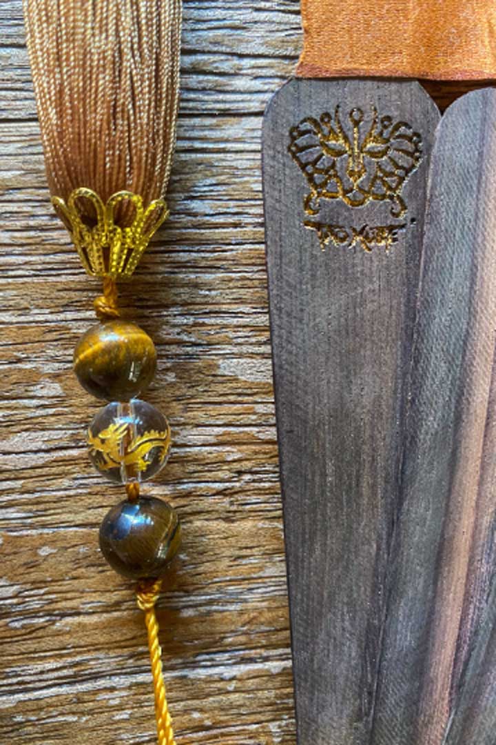 Ebony wood Golden Dragon Silk Fan