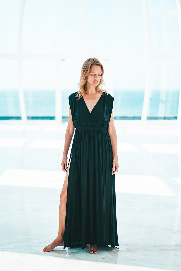 Greek Goddess Pure Bamboo Dress - Deep Black