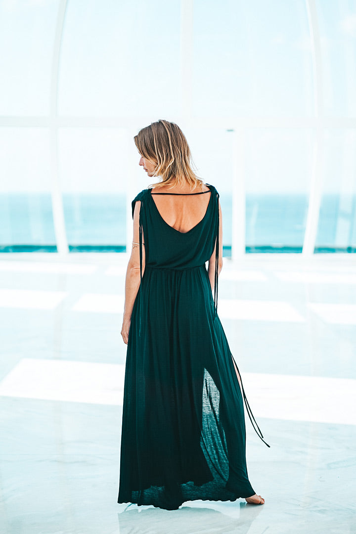 Greek Goddess Pure Bamboo Dress - Deep Black