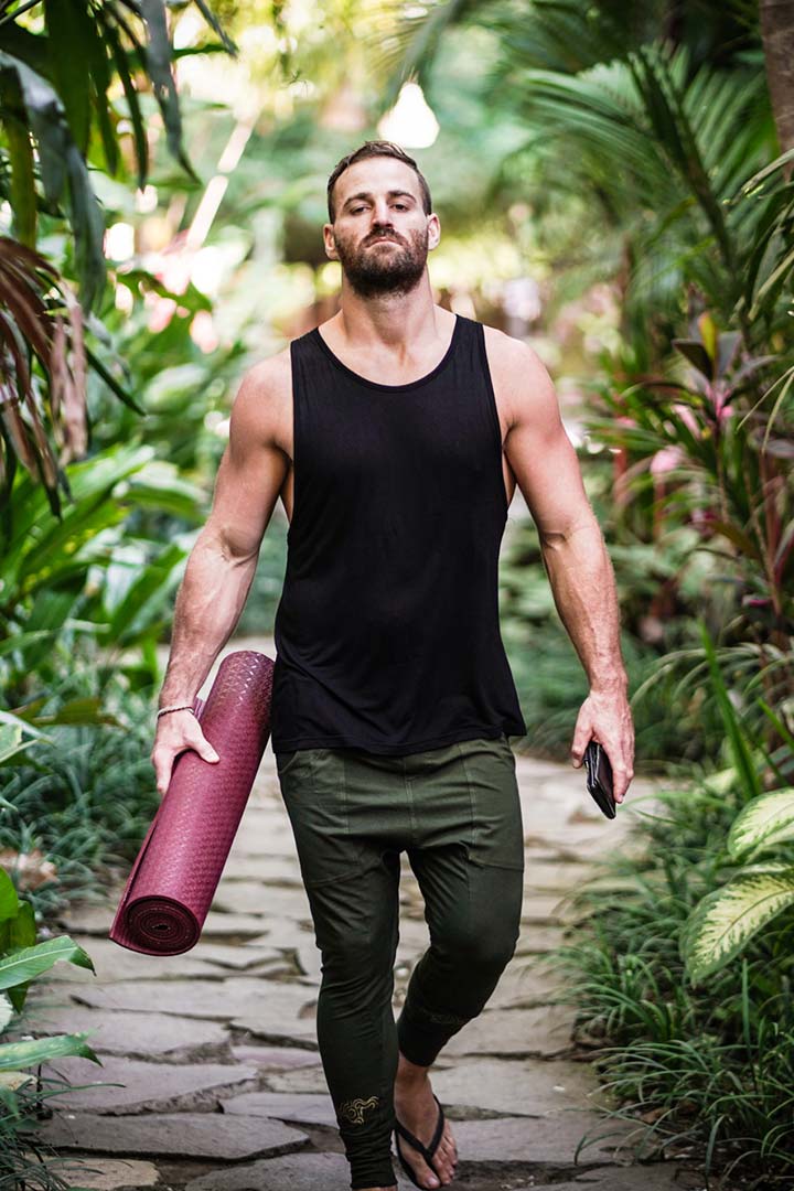 Men Bamboo Pants - Printed - Forest Green