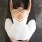 Yoga Bodysuit With Cross Stripe - Orchid White