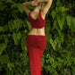 Boho Muse Long Dress w/ Slits - Rubi Red