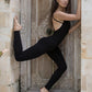 Yoga Bodysuit With Cross Stripe - Deep Black